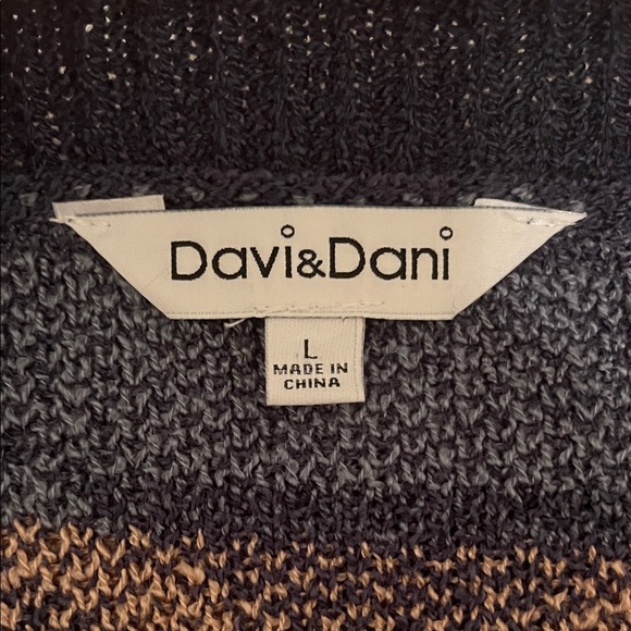 DAVI & DANI Aztec Oversized Long Navy and Cream Cardigan Sweater | Size L - Picture 9 of 13